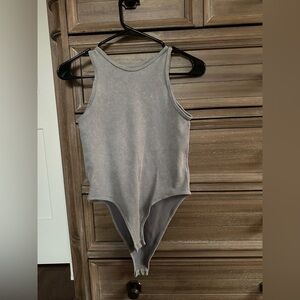 Classic Gray Bodysuit-Ribbed Fabric